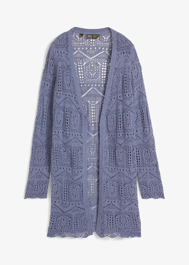 Gilet long en maille ajourée