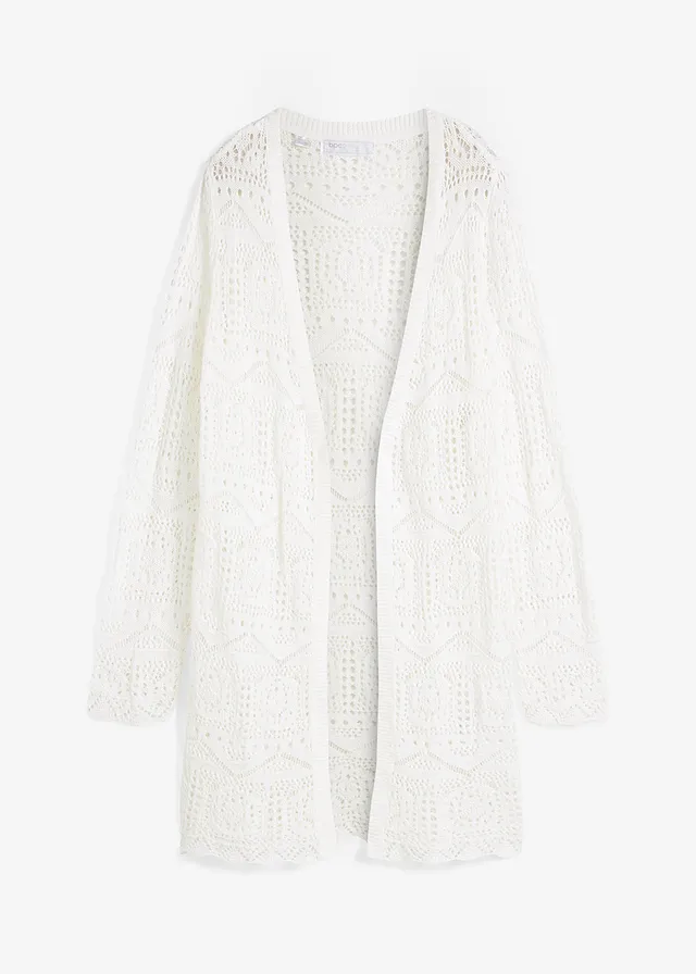 Jachetă lungă ajour • ecru • magazin bonprix