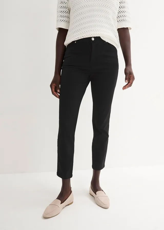 Stretch broek van katoen, Kleur: zwart