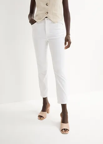 Bavlněné strečové kalhoty, barva: bílá