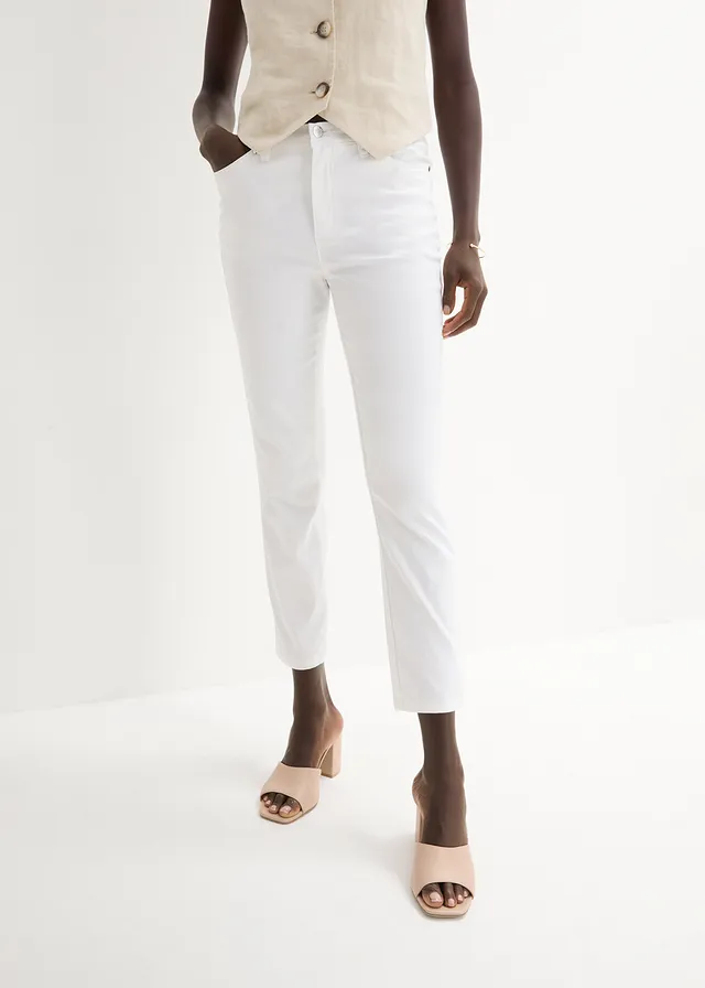 Stretch broek van katoen • wit • bonprix online shop