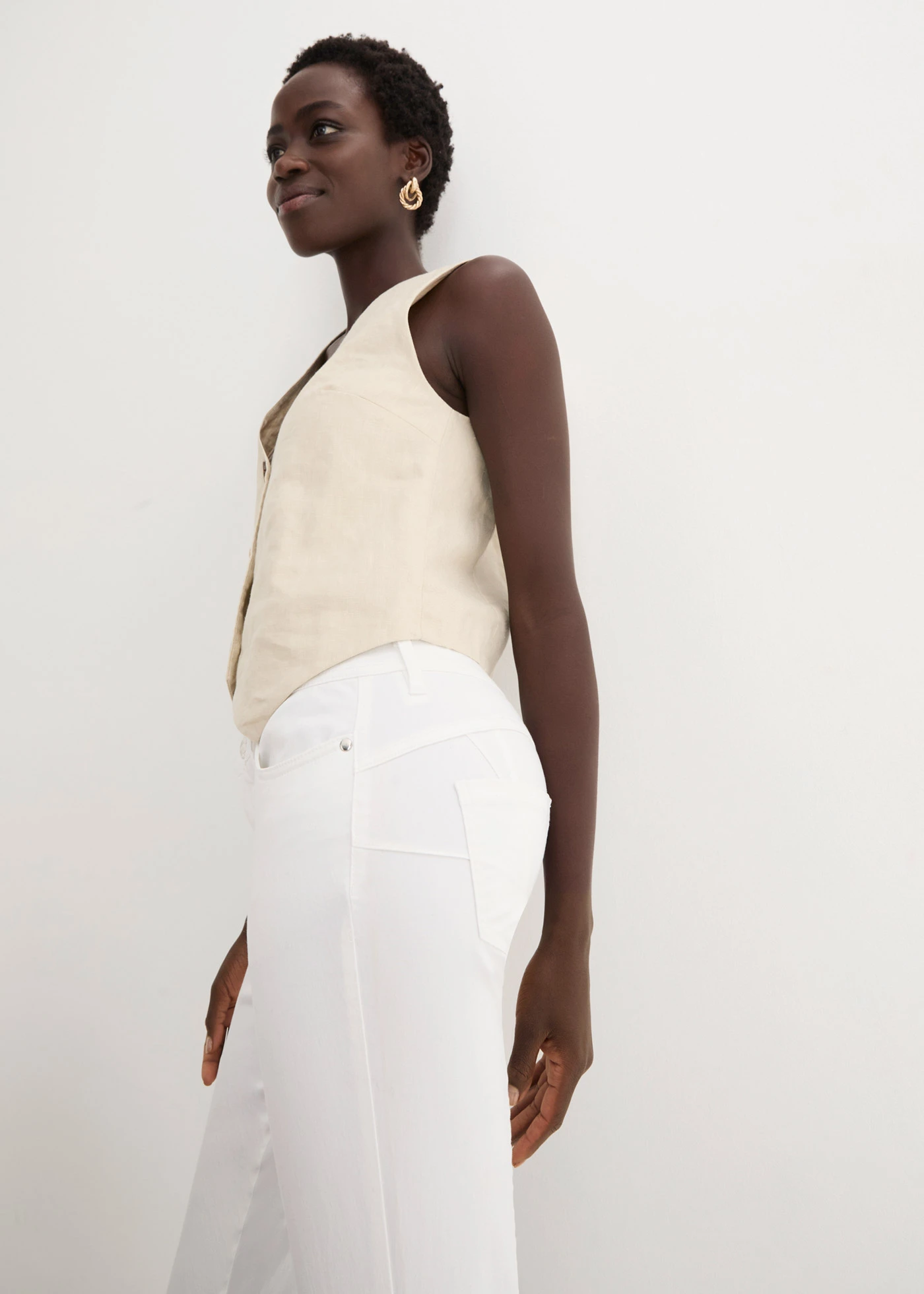 Pantalon en coton extensible • blanc • Boutique bonprix