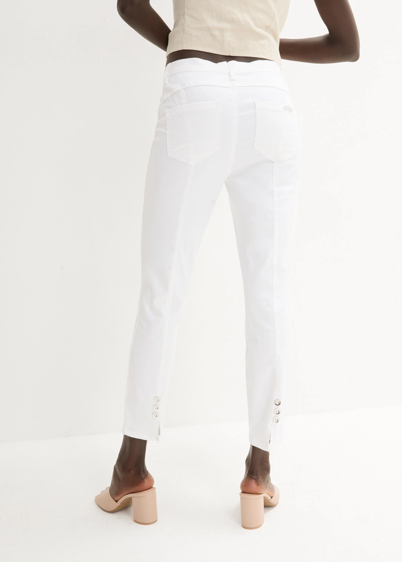 Pantalon en coton extensible • blanc • Boutique bonprix