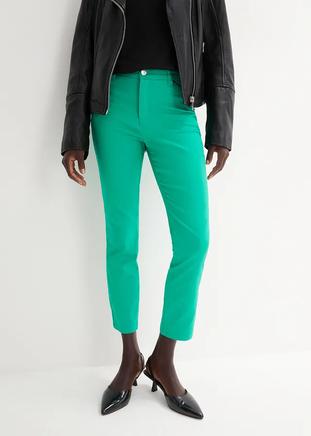 Stretch broek van katoen • jadegroen • bonprix online shop