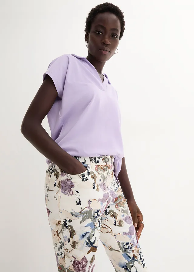 Pantalon extensible à imprimé floral • écru floral • product-page.page-title-suffix
