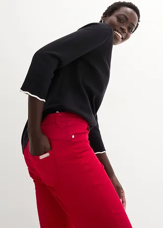 Stretch broek van katoen, Kleur: chilirood