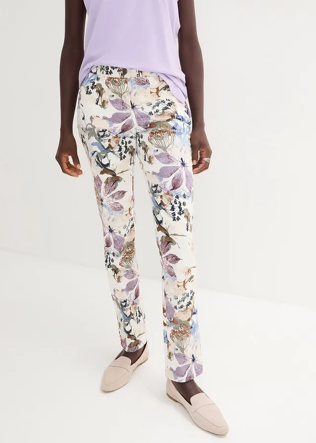 Pantalon extensible à imprimé floral • écru floral • product-page.page-title-suffix