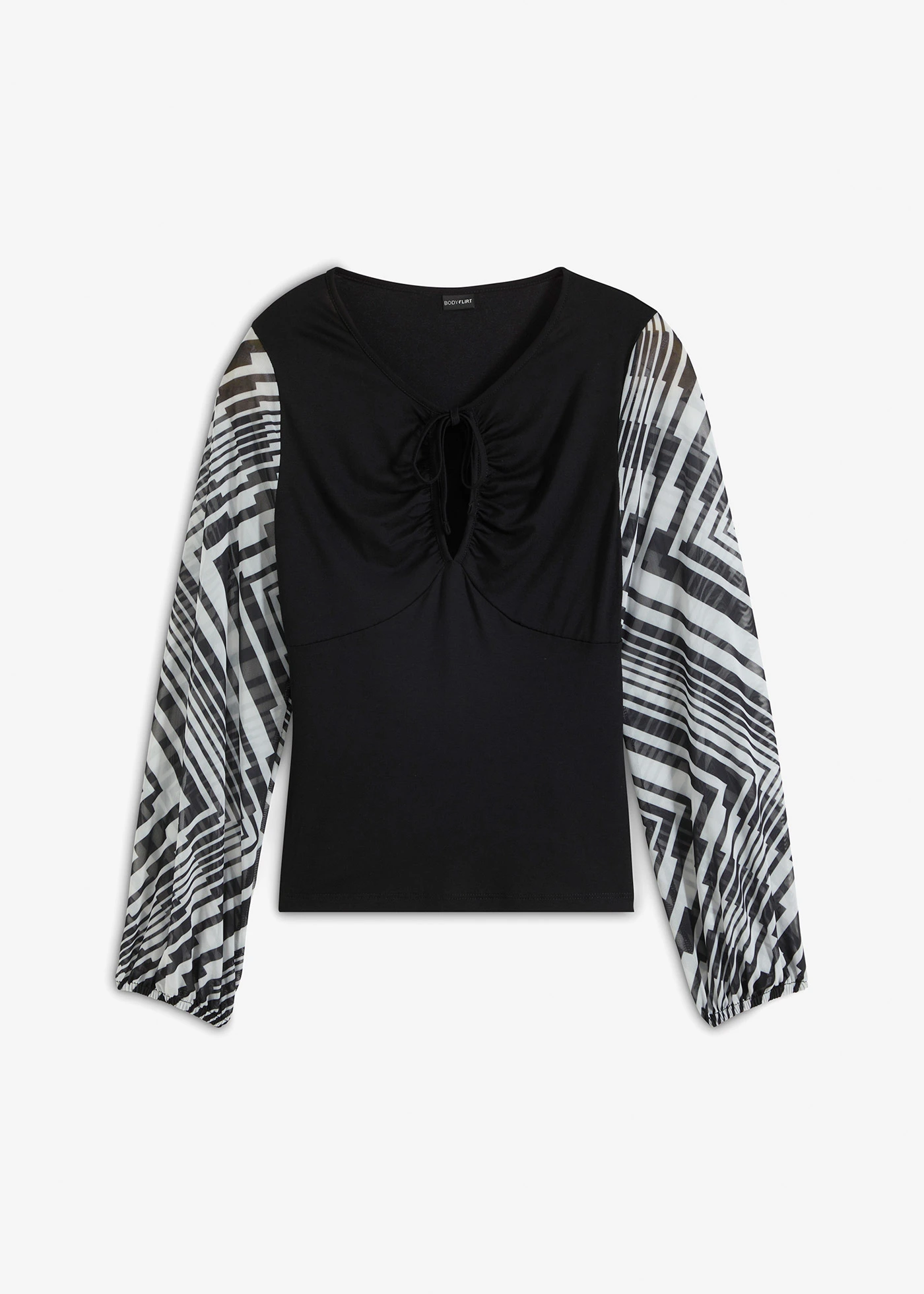 Shirt ze zrównoważonej wiskozy • czarno-biały w graficzny wzór • bonprix obchod