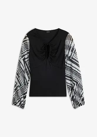 Shirt ze zrównoważonej wiskozy • czarno-biały w graficzny wzór • bonprix obchod