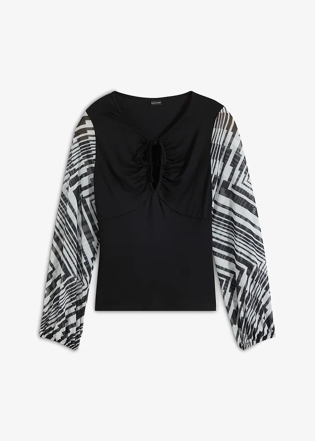 Shirt ze zrównoważonej wiskozy • czarno-biały w graficzny wzór • bonprix obchod