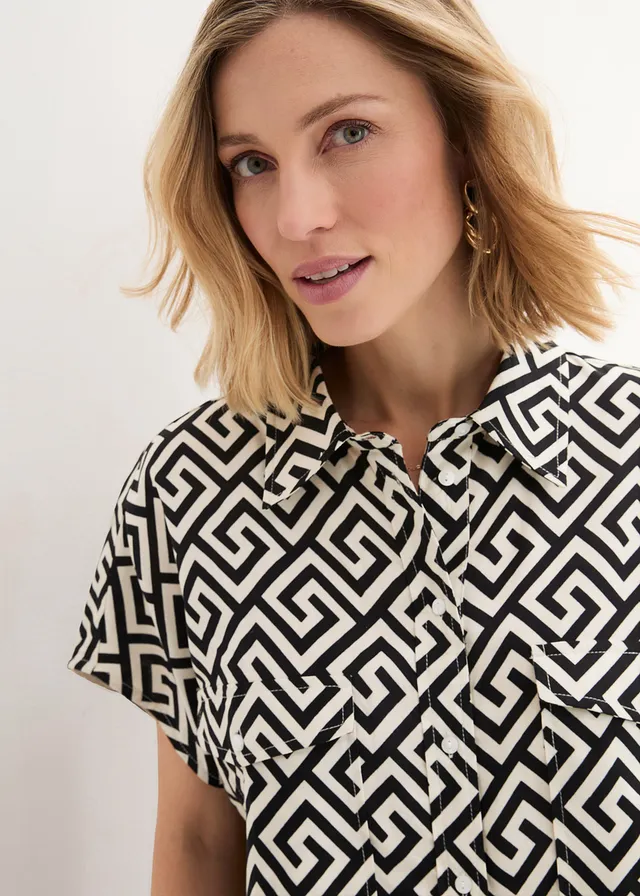 Blouse van soepele viscose • zwart-naturel • product-page.page-title-suffix