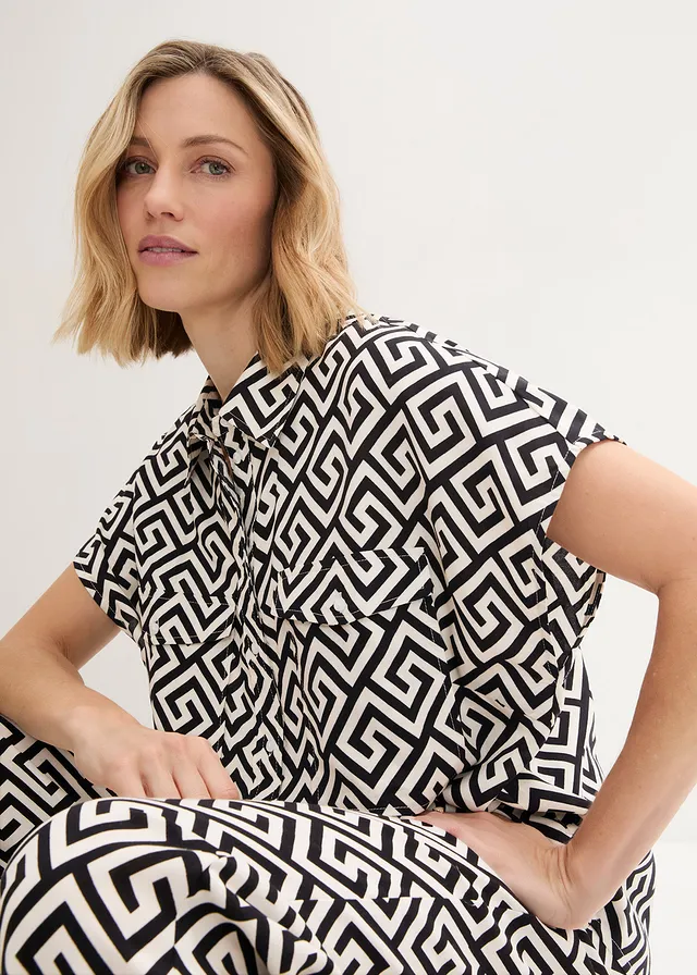 Blouse van soepele viscose • zwart-naturel • product-page.page-title-suffix