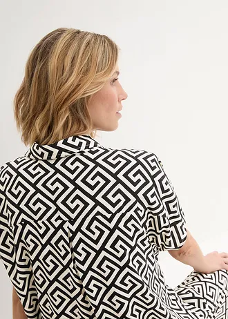 Halenka ze splývavé viskózy • černá /přírodní • bonprix obchod