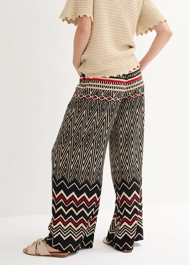 Marlene Dietrich broek van vloeiende viscose • zwart-zand grafisch • product-page.page-title-suffix