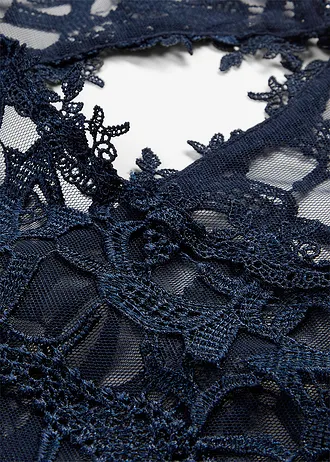 Mini jurk met kant • donkerblauw • bonprix online shop