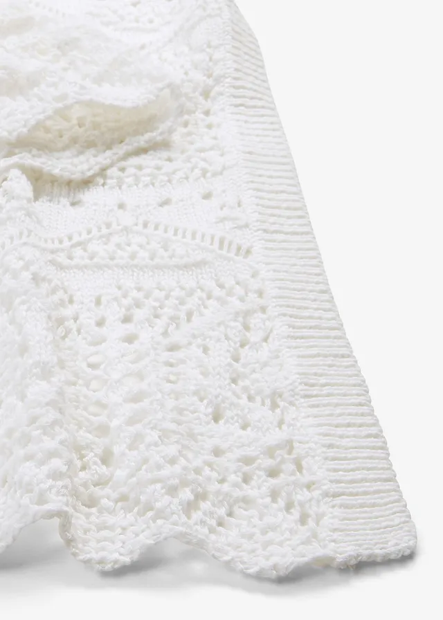 Gilet long en maille ajourée • écru • product-page.page-title-suffix
