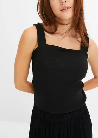 Fustă maxi în trepte, din viscoză cu textură • negru • magazin bonprix