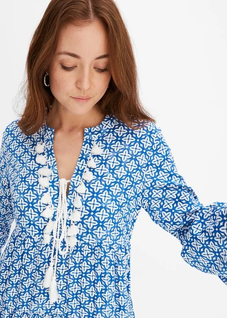 Tuniekjurk van zachte viscose • blauw-wolwit gedessineerd • bonprix online shop