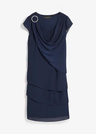 Minišaty s vrstveným vzhledem a dekorativním doplňkem • tmavě modrá • bonprix obchod