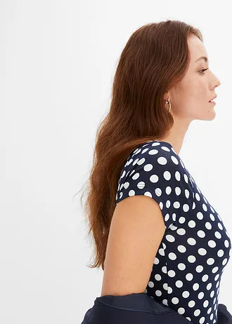 Shirtjurk • donkerblauw-wolwit gestippeld • bonprix online shop