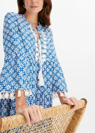 Tuniekjurk van zachte viscose • blauw-wolwit gedessineerd • bonprix online shop