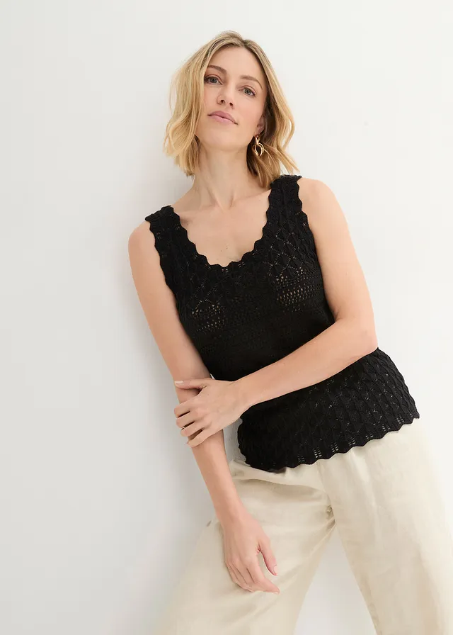 Top en maille, Couleur: noir