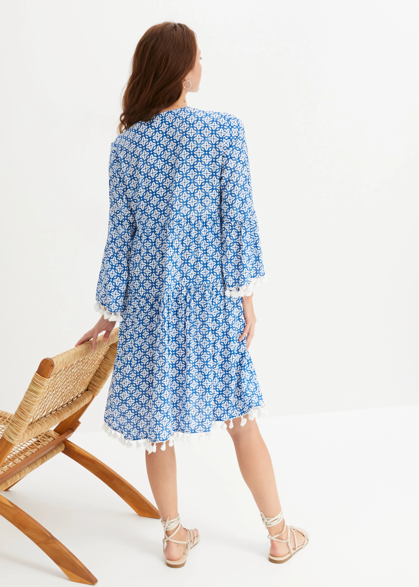 Tuniekjurk van zachte viscose • blauw-wolwit gedessineerd • bonprix online shop