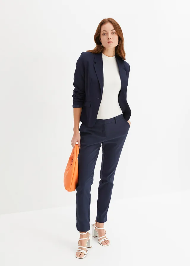 Korte blazer met klepzakken, Kleur: donkerblauw