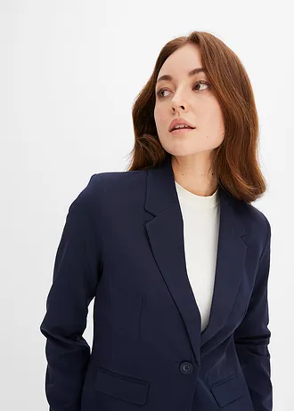 Korte blazer met klepzakken • donkerblauw • bonprix online shop