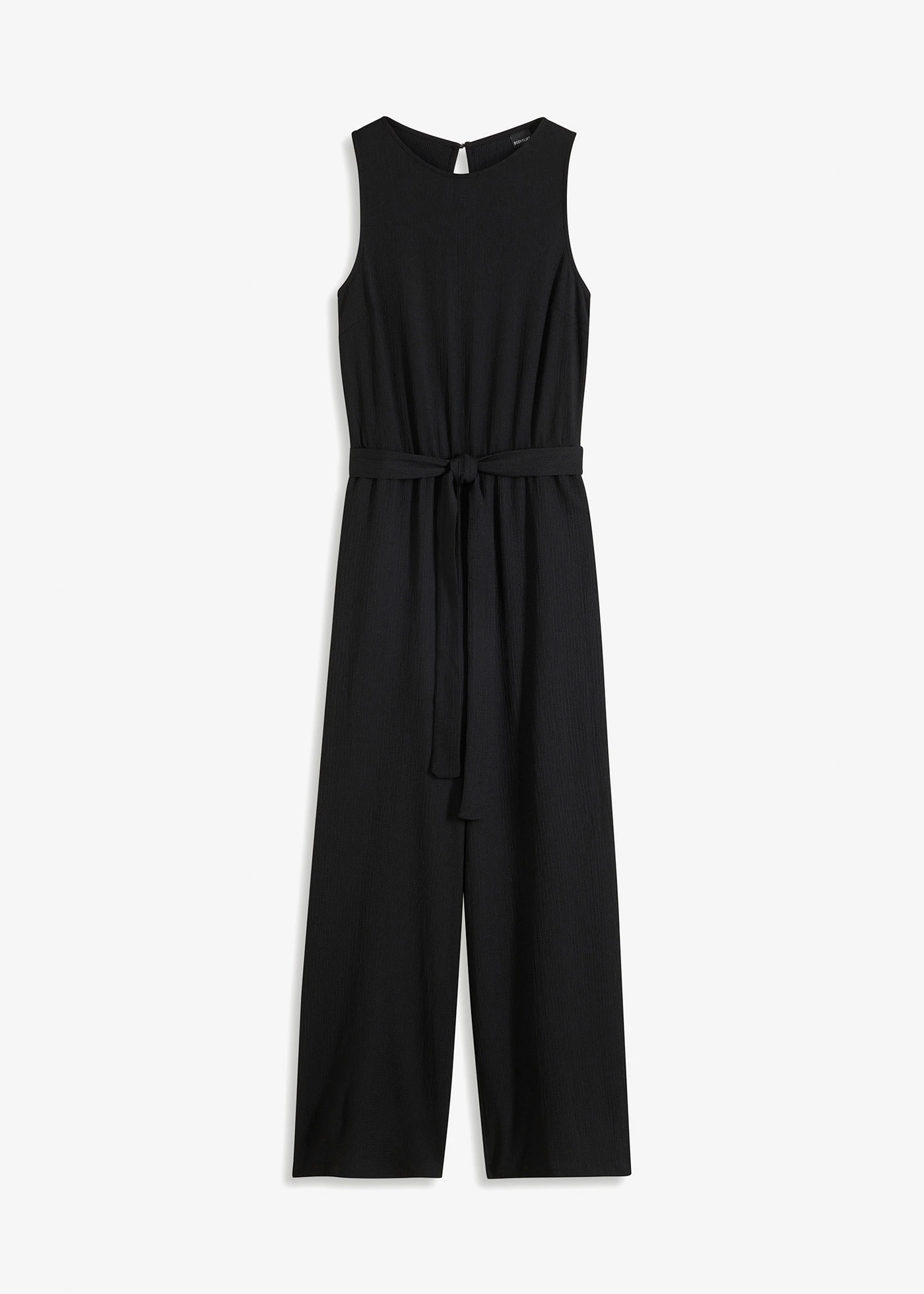 Jersey jumpsuit van gestructureerde crêpe • zwart • bonprix online shop