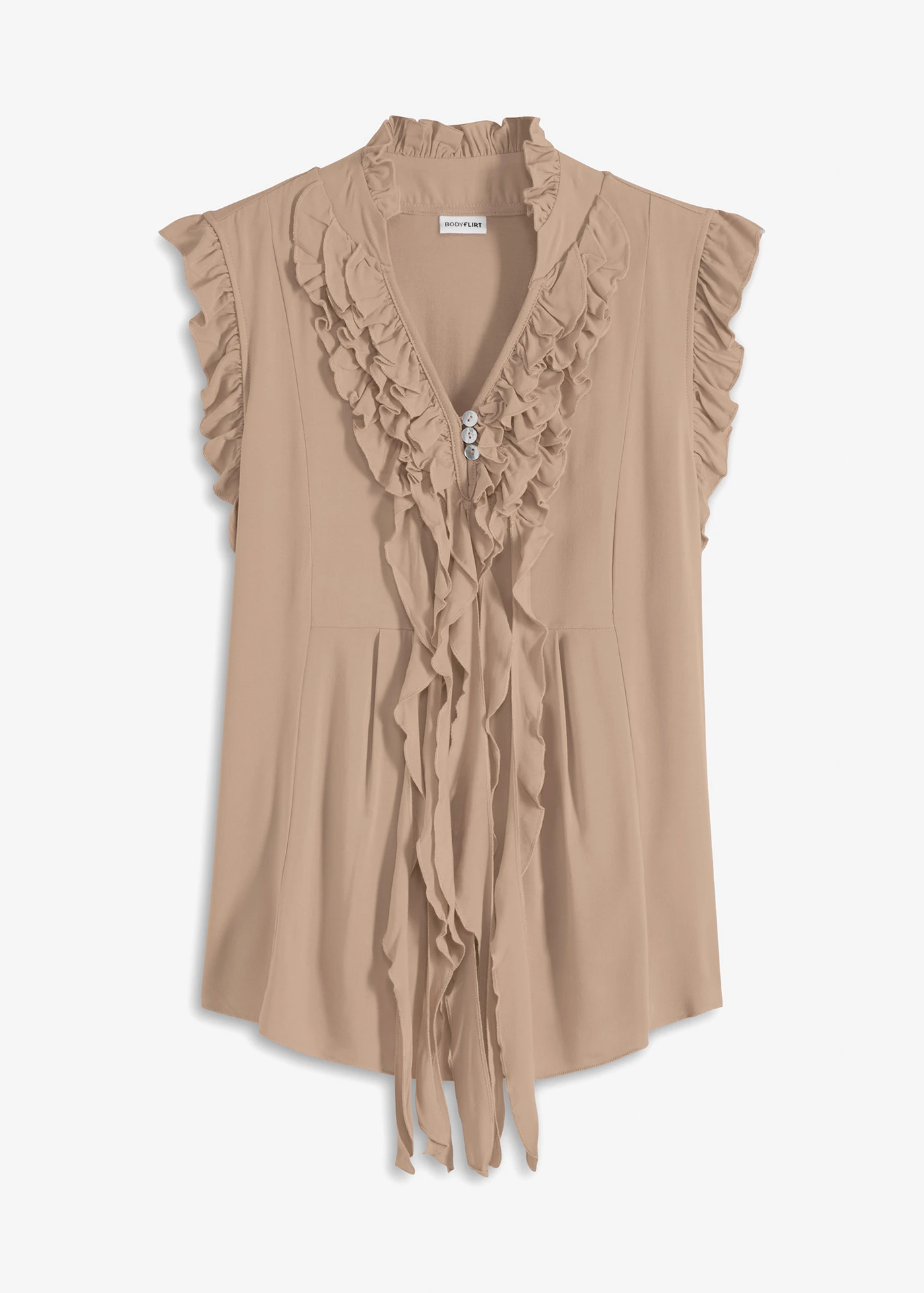 Shirt met volants • amandelbeige • bonprix online shop