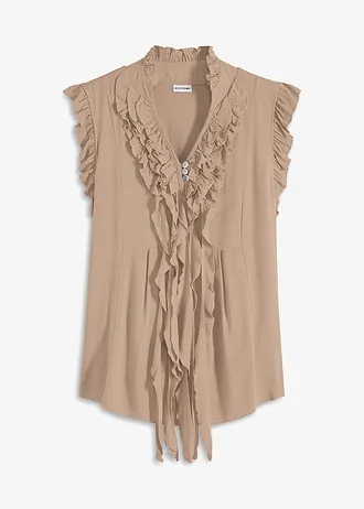 Shirt met volants • amandelbeige • bonprix online shop