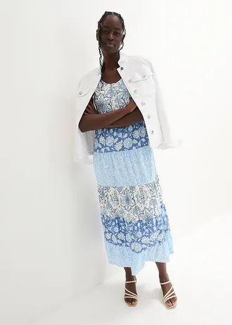 Maxi jurk van katoen-jersey, Kleur: lichtblauw paisley