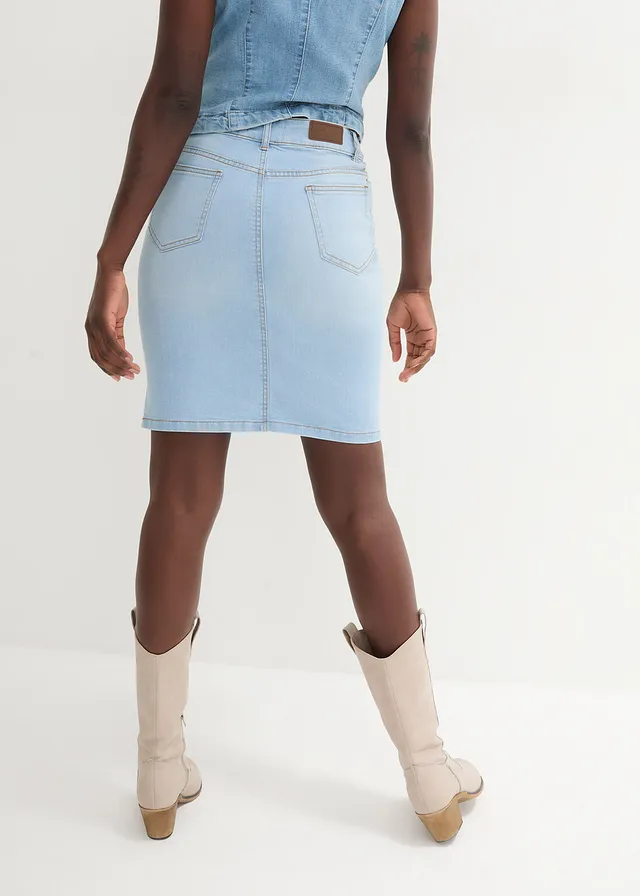 Stretch spijkerrok, Kleur: ijsblauw denim used