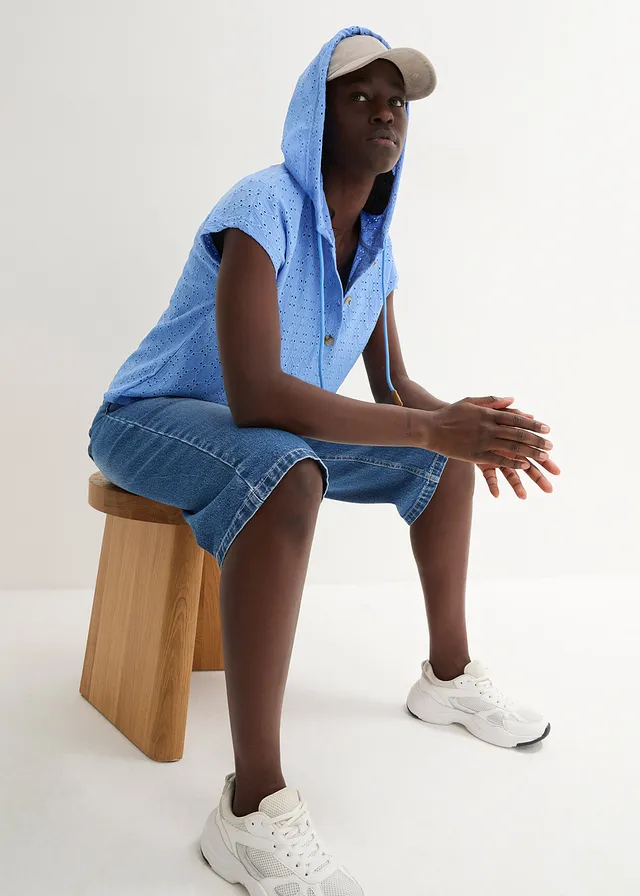 Henley shirt met capuchon • middenblauw • product-page.page-title-suffix