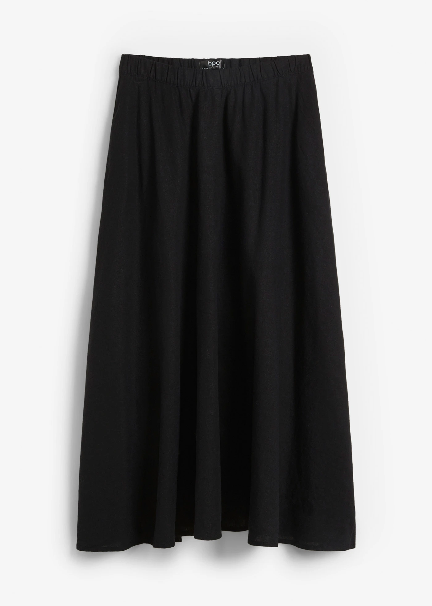 Fustă midi din material cu in • negru • magazin bonprix