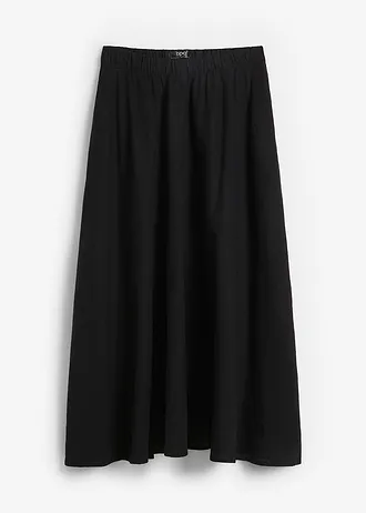 Jupe midi en lin majoritaire, Couleur: noir