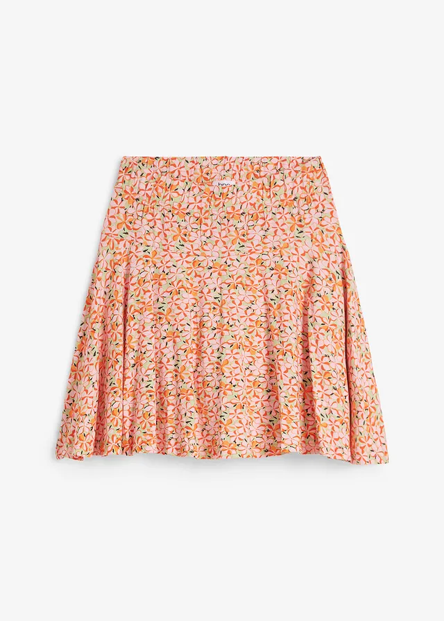 Jupe-short en viscose douce, Couleur: vert crayeux à fleurs