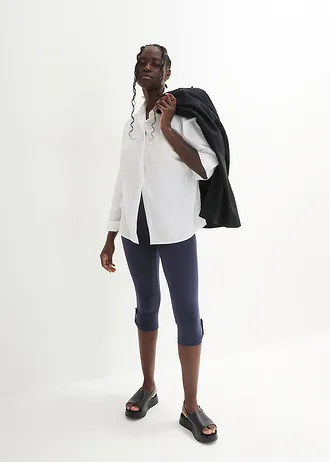 Capri legíny z organické bavlny, barva: tmavě modrá