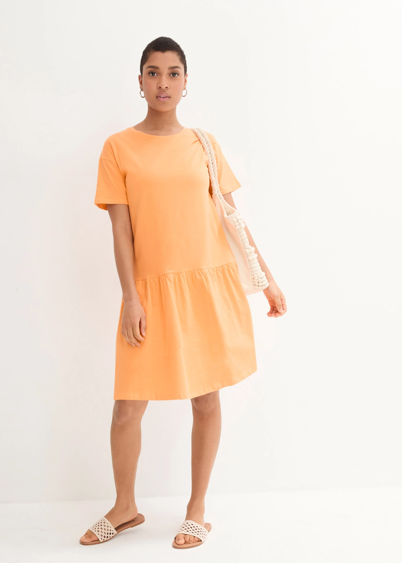 Korte shirtjurk van biologisch katoen • lichtoranje • bonprix online shop