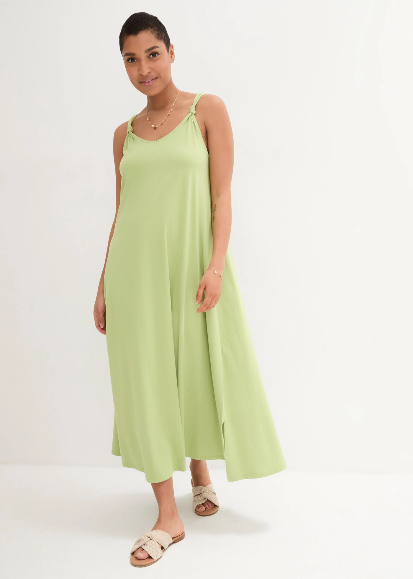 Jersey jurk van puur katoen • peergroen • bonprix online shop