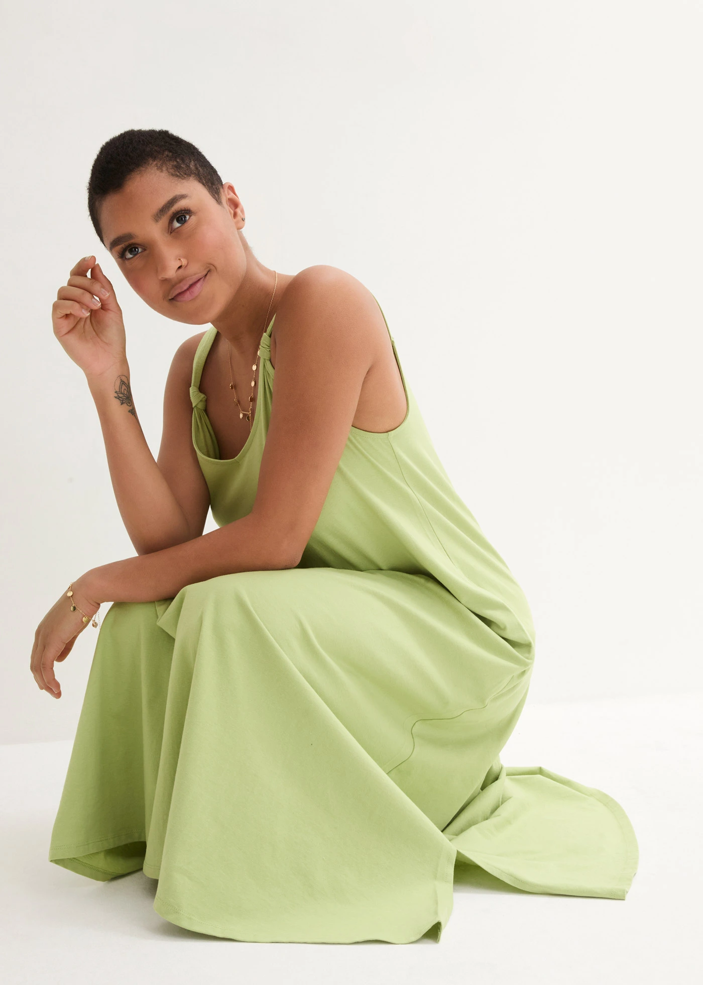 Jersey jurk van puur katoen • peergroen • bonprix online shop