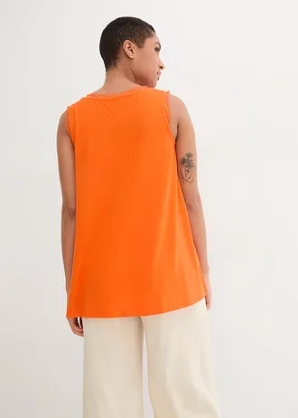 Viscose top met kant, Kleur: warm oranje