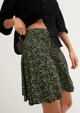 Kalhotová sukně z měkké viskózy • černá s květy • bonprix obchod