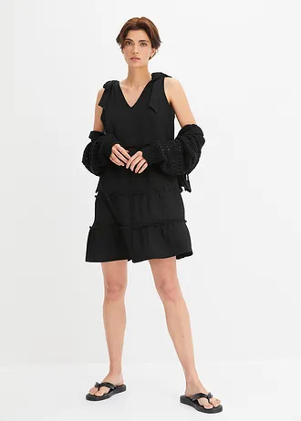 Ažurový pletený kabátek z čisté bavlny • černá • bonprix obchod