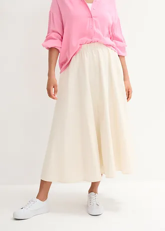 Fustă midi din material cu in • bej-prund • magazin bonprix