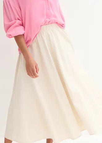 Fustă midi din material cu in • bej-prund • magazin bonprix