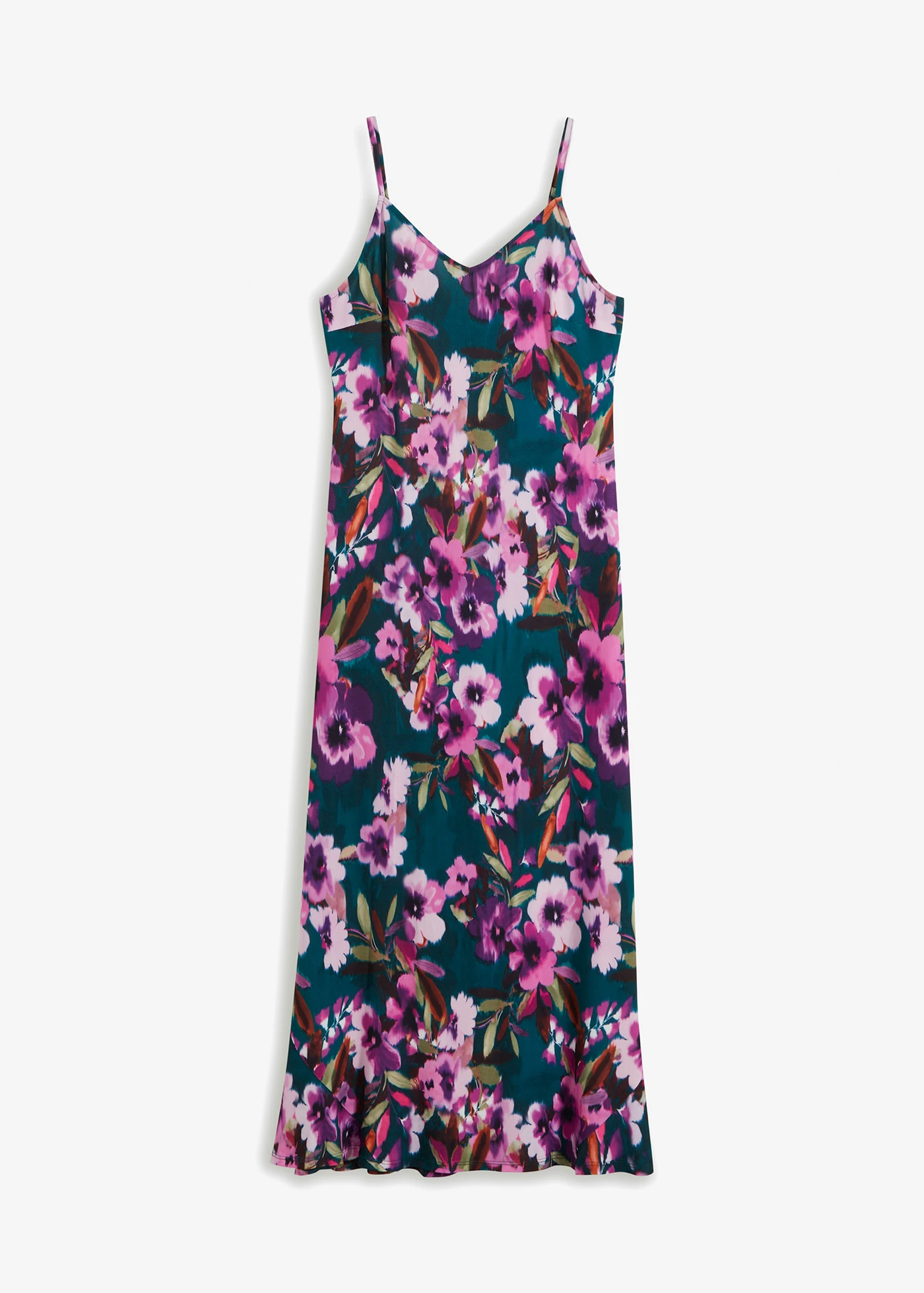 Maxi jurk • donkergroen-paars gebloemd • bonprix online shop