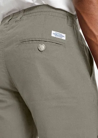 Regular Fit chino nadrág szellős lenvászonnal, Straight • füst olívazöld • bonprix áruház