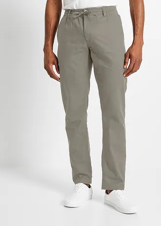 Pantaloni chino Regular Fit, Straight, din mix lejer cu in • oliv fumuriu • magazin bonprix